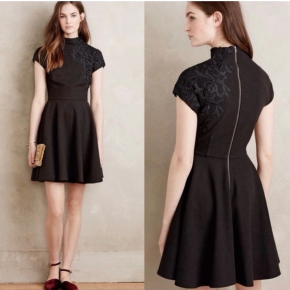 Anthropologie Plenty By Tracy Reese Black Sleeveless Mini Dress with Lace Detail - Picture 14 of 16